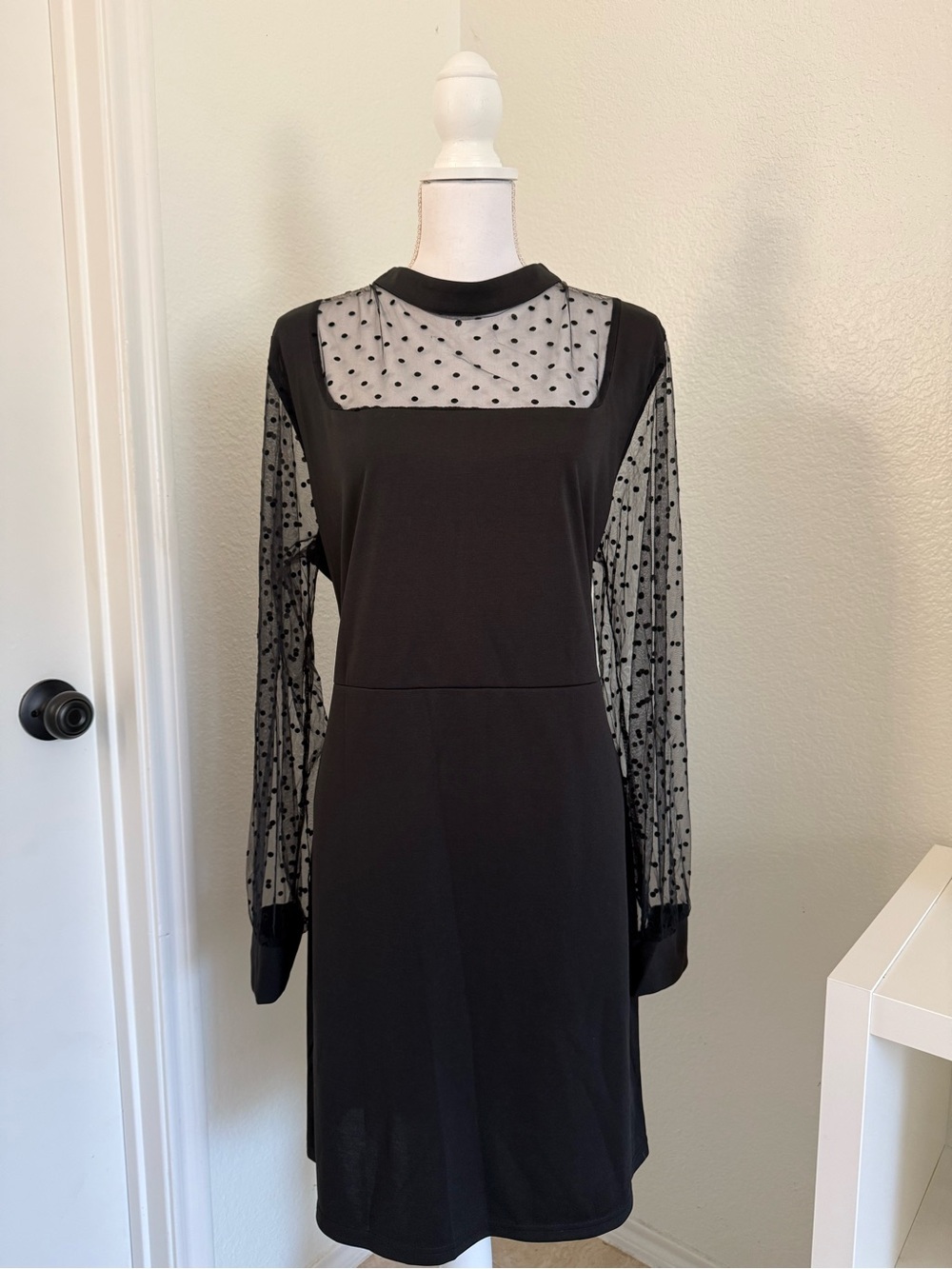 BloomChic Black Long Sleeve Polka Dot Dress
